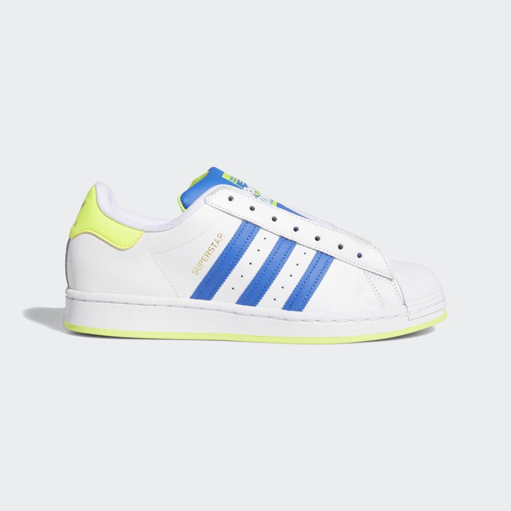 Adidas Women's Superstar Laceless Originals Shoes White/Blue/Yellow Ireland FV3020